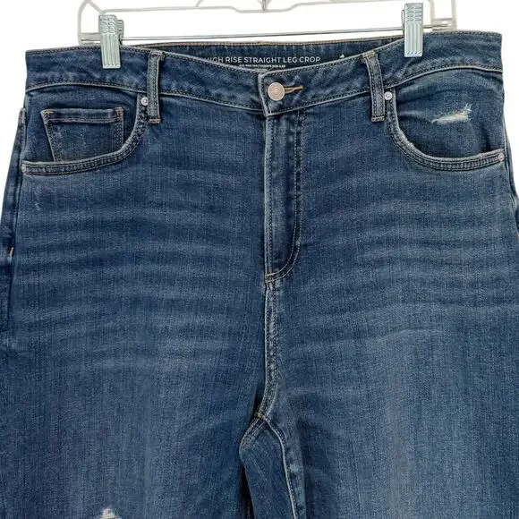 Chico’s High Rise Distressed Straight Leg Crop Jeans Size 14 - Picture 4 of 10